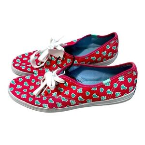 Keds Taylor Swift Cats Red Canvas Sneakers with White Laces